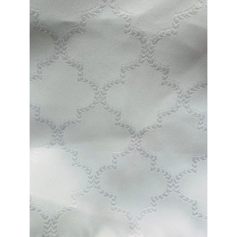 White Silver Lattice Moroccan Print Set of 2 Room Darkening 37